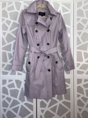 London Fog Pastel Lavender Double-Breasted Trench Coat with Belt